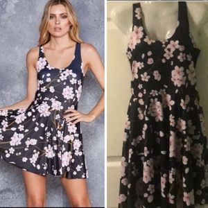 BLACK MILK Cherry Blossom Black Skater Dress